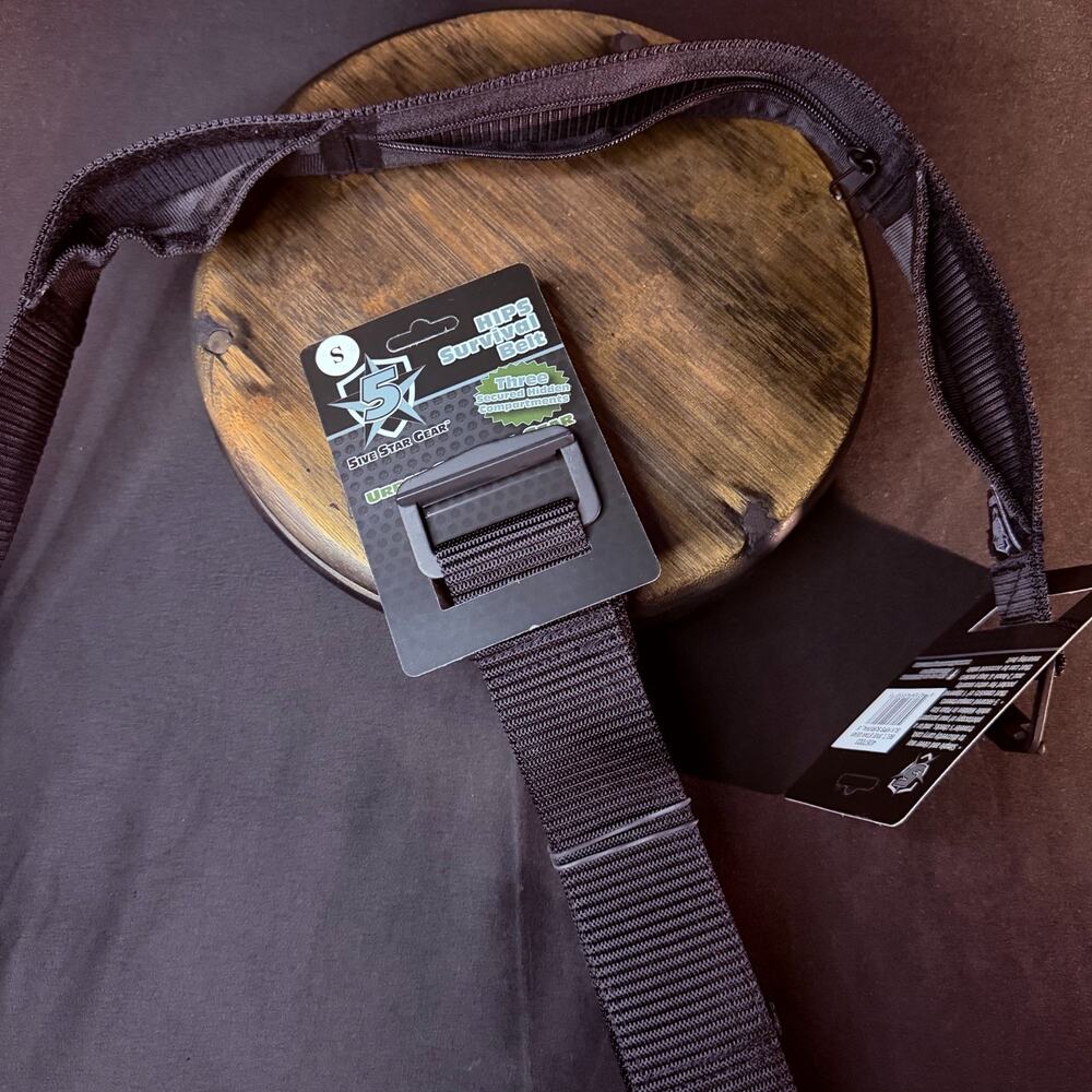 5ive Star Hidden Pockets Tactical Nylon Belt Size Small HIPS Urban Survival